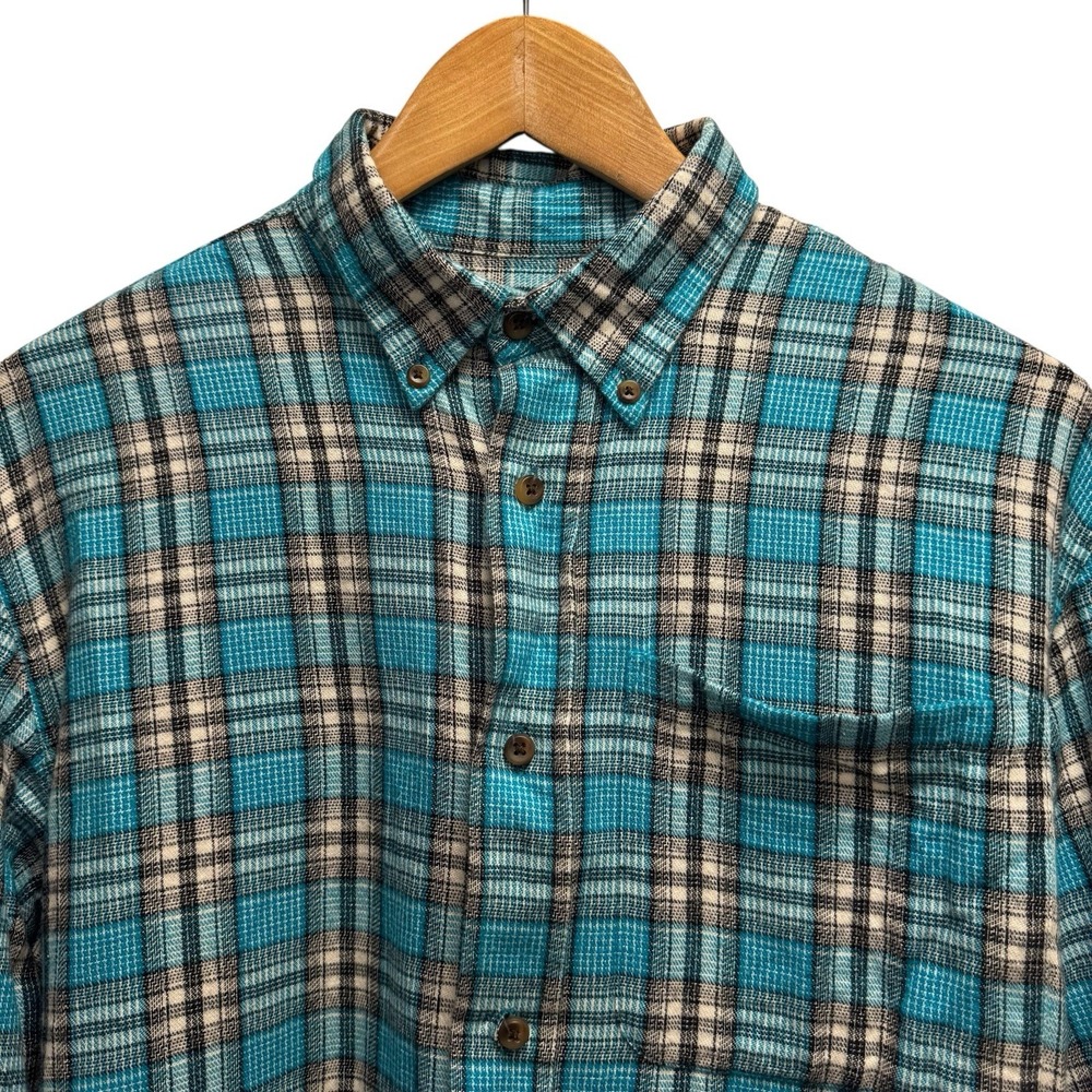 Five Brothers Men's Size Medium Blue/Black/White Plaid Button Down Flannel Shirt